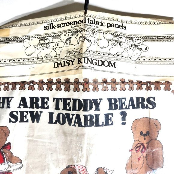 Vintage Daisy Kingdom  Fabric Panel Teddy Bears #234 Silk Screen Sew Quilt - Picture 2 of 9